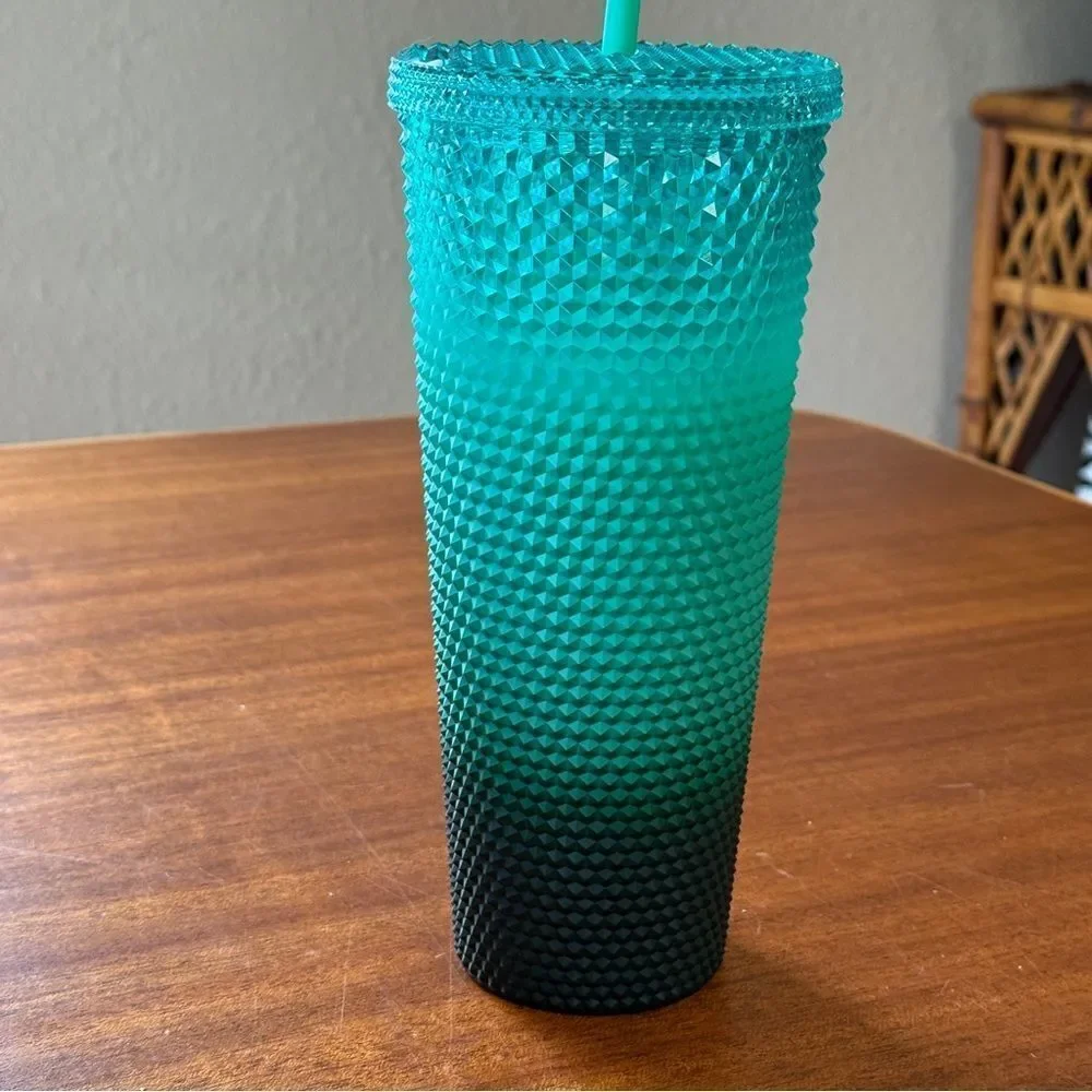 NWT Starbucks 2022 Mint Green Ombre Studded 24oz Venti Cold Cup Tumbler Gradient